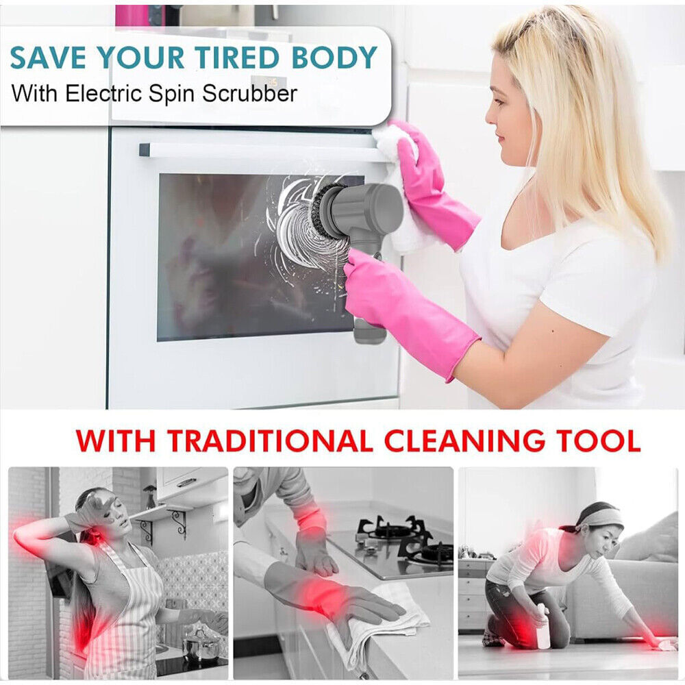 10Pcs Rechargeable Electric Cordless Cleaning Brush Spin Scrubber Turbo Scrub