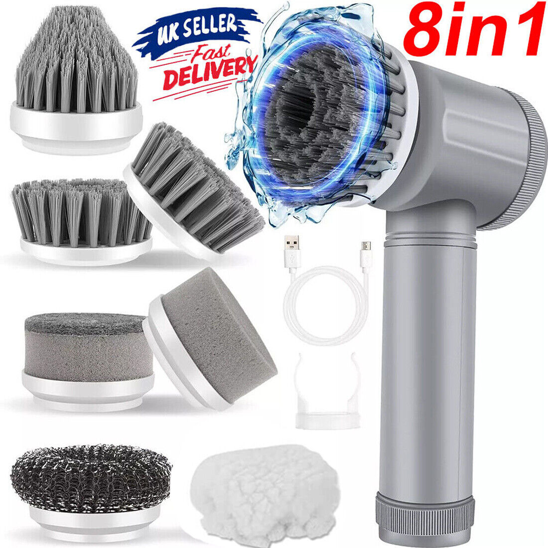 10Pcs Rechargeable Electric Cordless Cleaning Brush Spin Scrubber Turbo Scrub