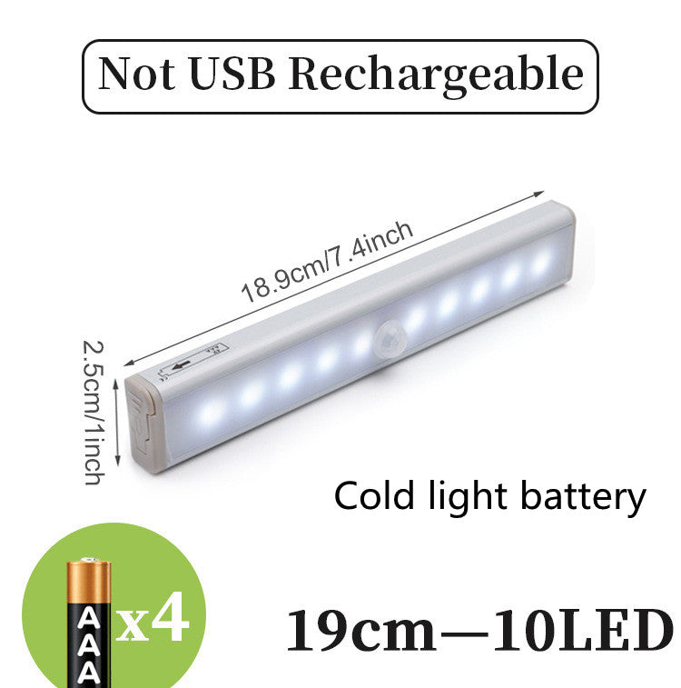 Motion Sensor LED Light Bar – Rechargeable Under Cabinet Night Light for Kitchen, Wardrobe & Stairs
